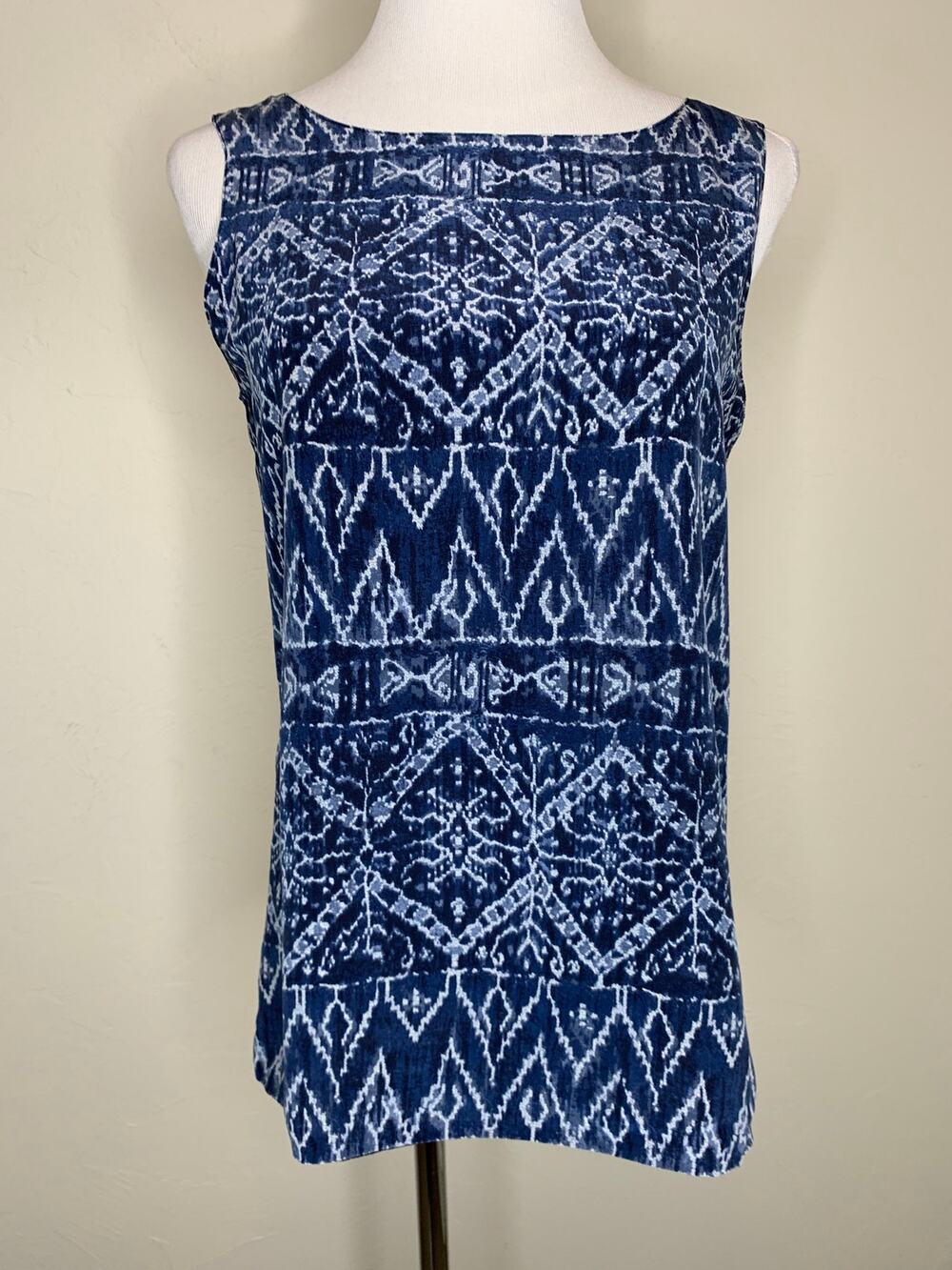 Liz Claiborne 100% Silk Shell Tank Sz 6 Tribal Boho Reversible